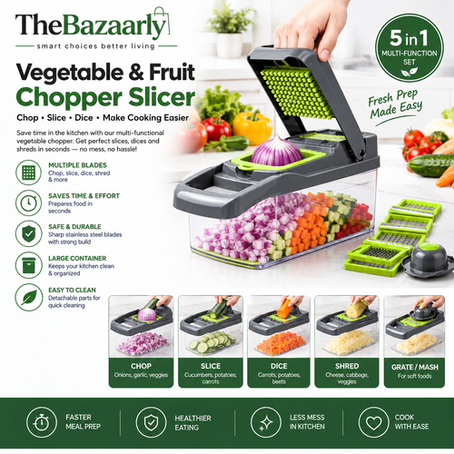 16-in-1 vegetable chopper dicer and slicer with storage container