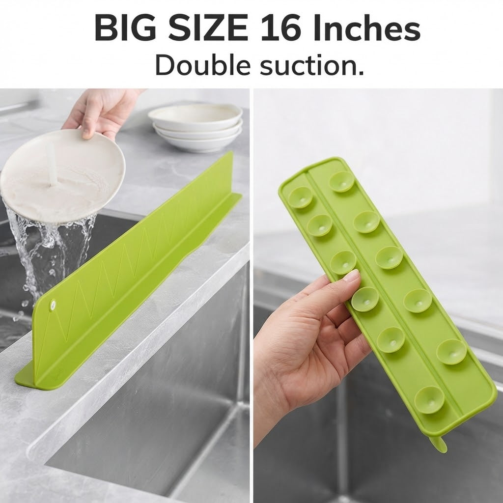 Green double suction sink splash protector
