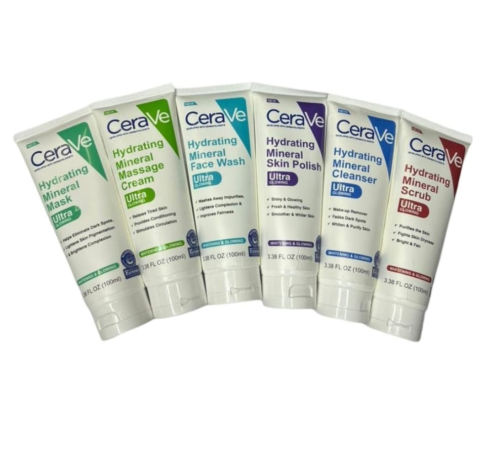 CeraVe 6-in-1 Hydrating Facial Skincare Kit with Cleanser Scrub Mask and Skin Polish
