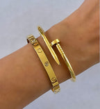3-Piece Golden Bracelet Set | Cartier, Nail & Tulip Style Bangles