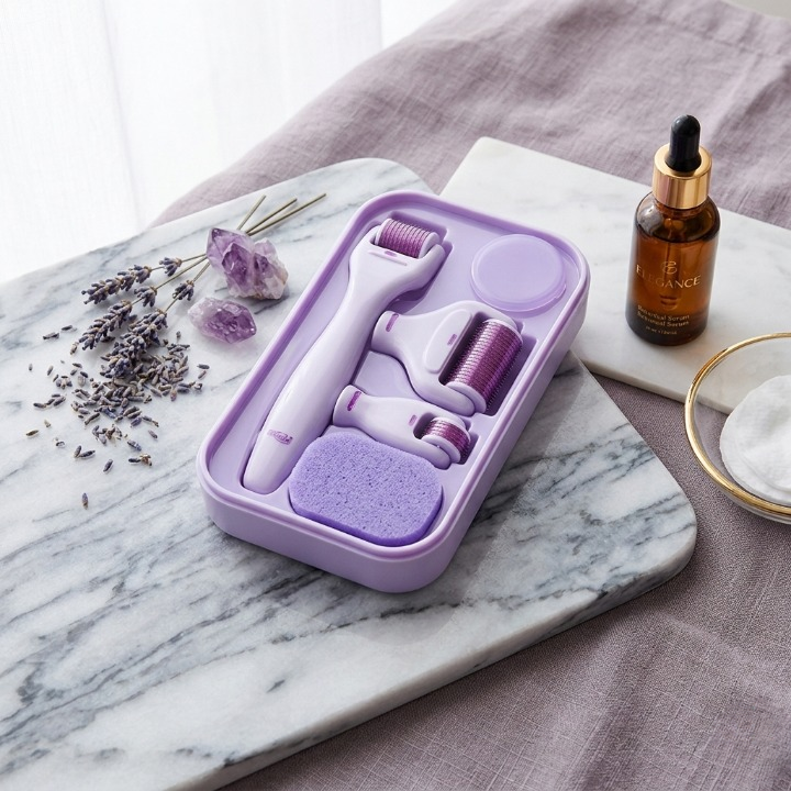 4 in 1 Derma Roller System with Interchangeable Roller Heads for Face and Body