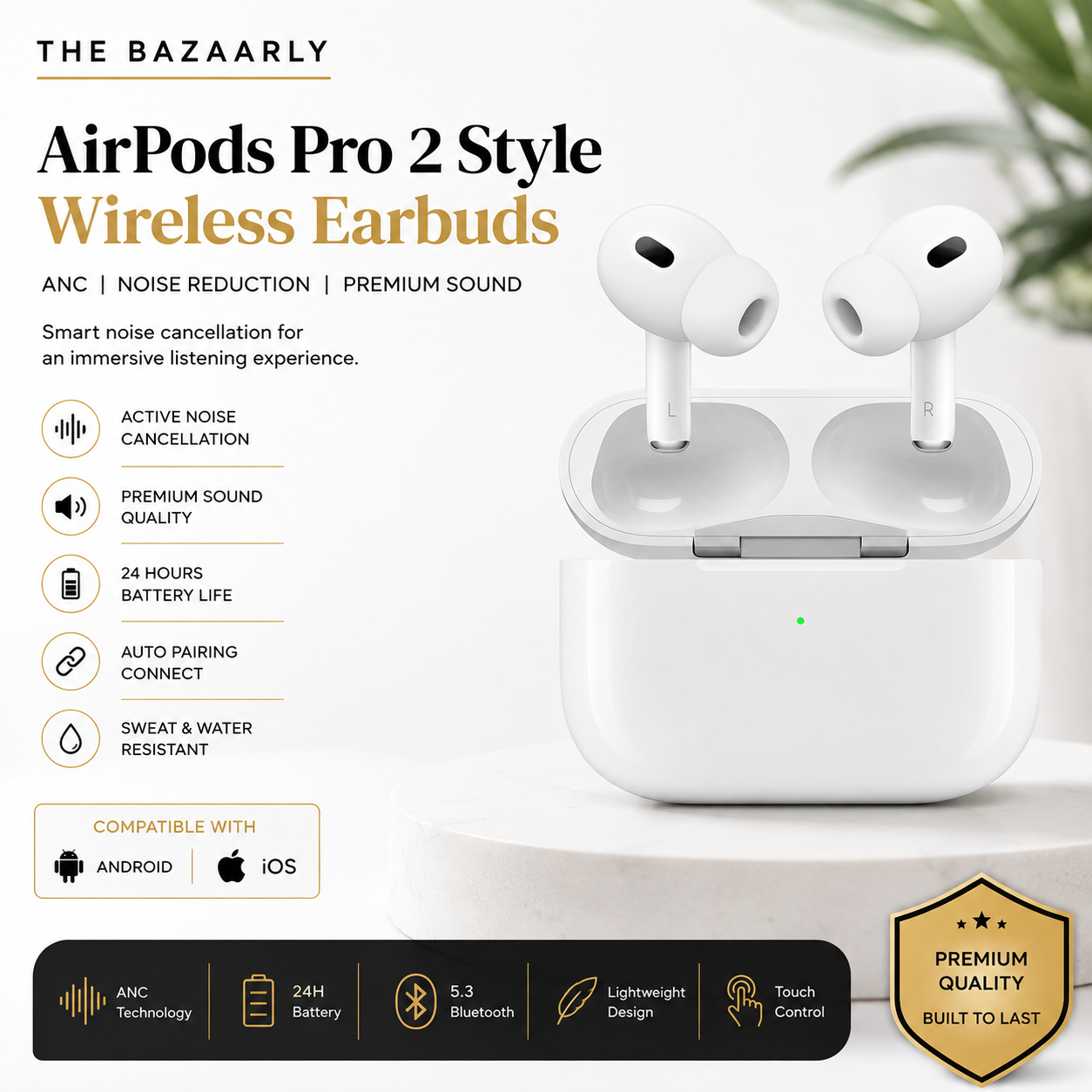 AirPods Pro 2 style wireless earbuds with ANC and USB Type-C charging