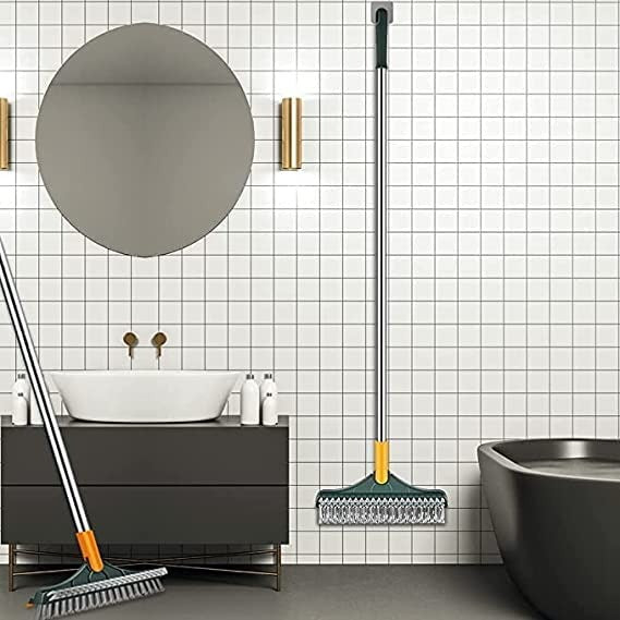 2 in 1 Floor Cleaning Brush with Squeegee and 120 Degree Rotating Head