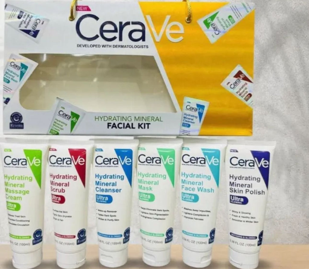 CeraVe 6-in-1 Hydrating Facial Skincare Kit with Cleanser Scrub Mask and Skin Polish