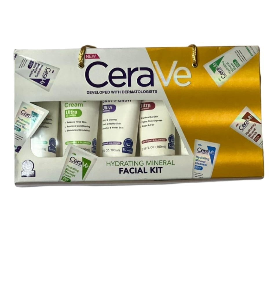 CeraVe 6-in-1 Hydrating Facial Skincare Kit with Cleanser Scrub Mask and Skin Polish