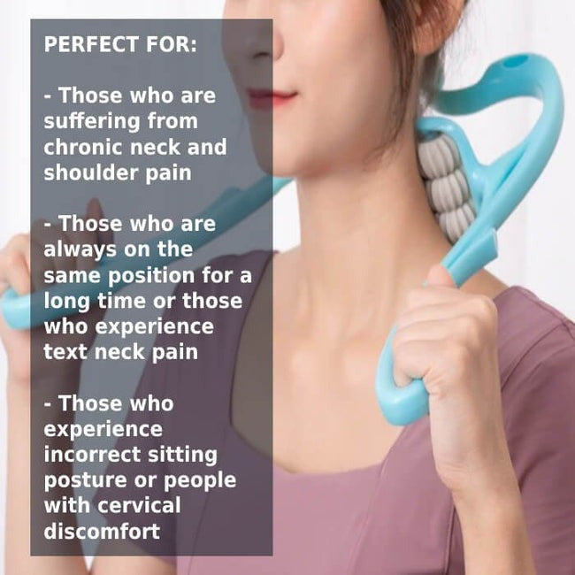 6-Wheel Pressure Point Manual Neck Massager for Neck Back and Shoulder Massage