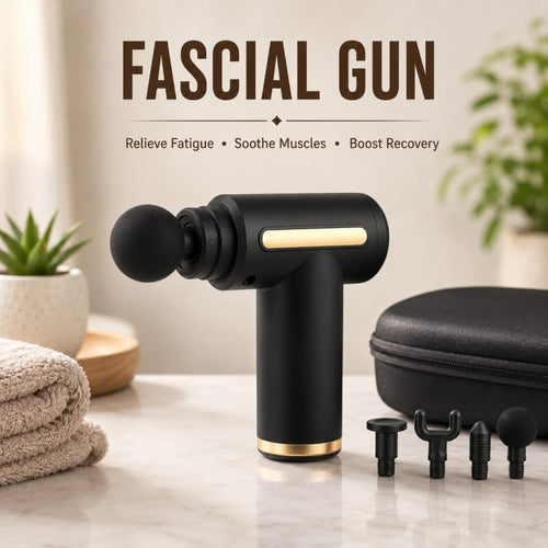 5 in 1 Electric Massage Gun with 4 Interchangeable Massage Heads and 6 Speed Settings