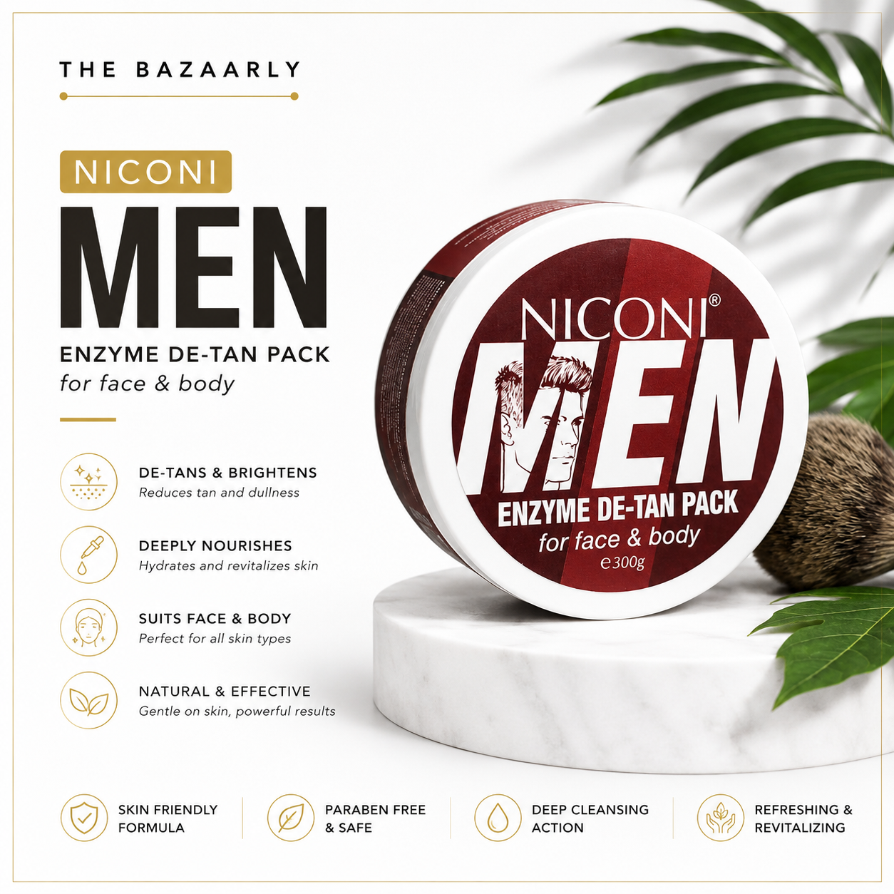 NICONI MEN Enzyme De-Tan Pack for Face and Body 300g