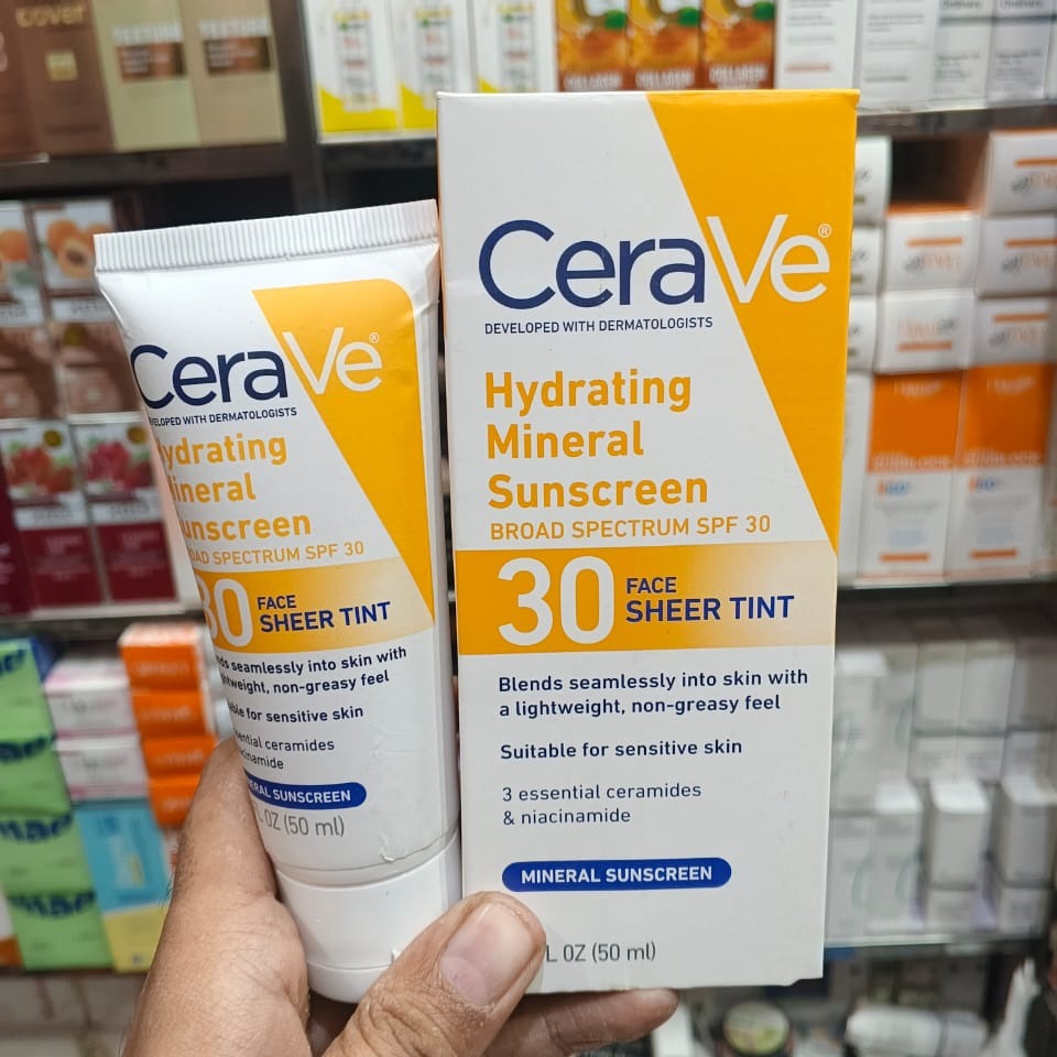 CeraVe Hydrating Mineral Sunscreen SPF 50 | Face Sunscreen with Ceramides & Hyaluronic Acid | 50ml