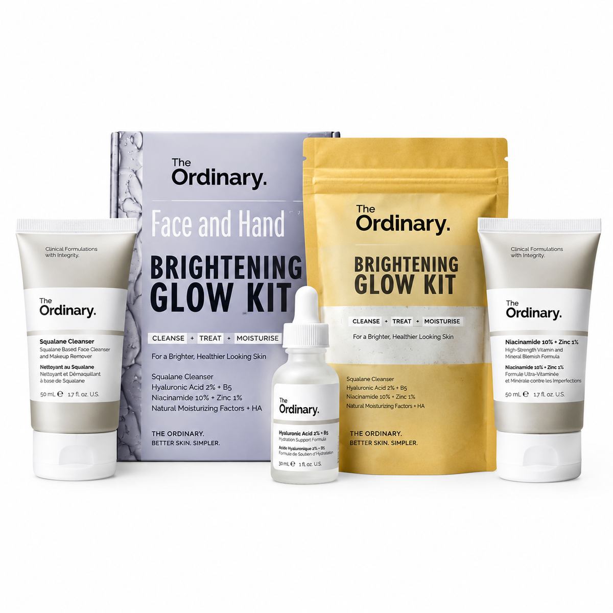 The Ordinary Glow Kit for Face and Hands Brightening Skincare Set with Niacinamide and Zinc