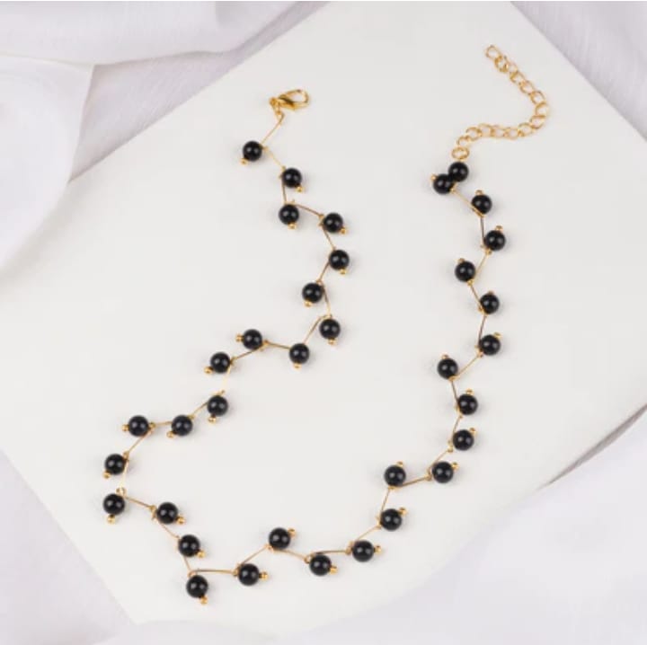 Zig Zag Black Choker with Matching Earrings for Girls – Alloy Jewelry Set