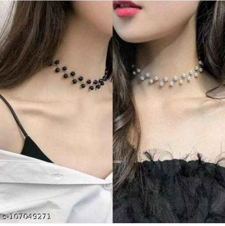 Zig Zag Black Choker with Matching Earrings for Girls – Alloy Jewelry Set