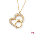 Korean heart locket necklace with golden pendant