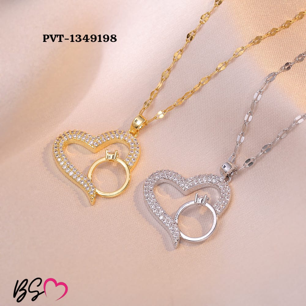 Elegant Korean heart necklace with sparkling stones