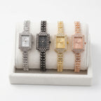 Elegant Korean Leaf Watch for Women | Crystal-Style Bracelet Watch – Black, Gold, Rose Gold & Silver