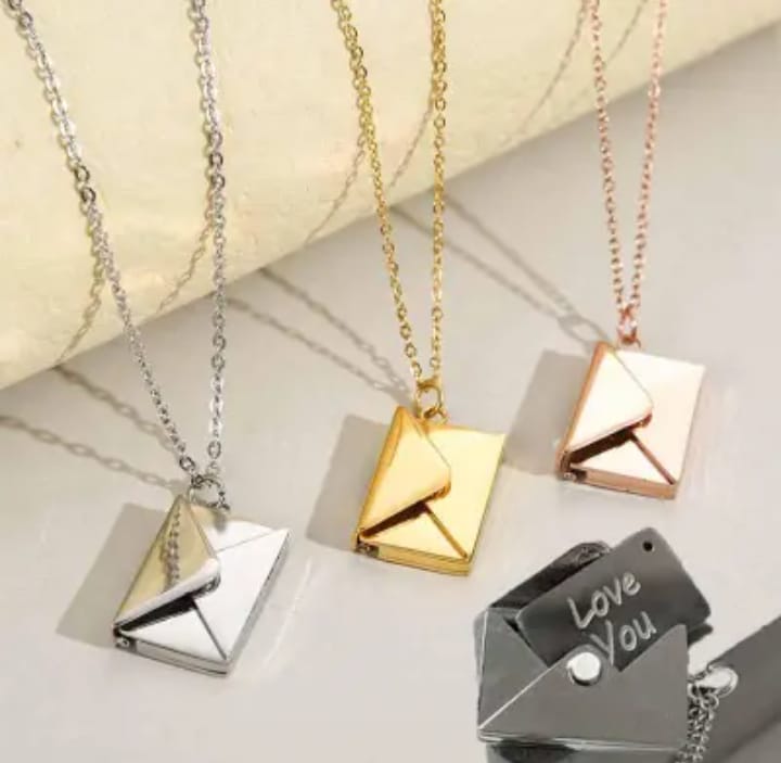 Love Letter Envelope Pendant for Girls | Elegant Golden Pendant Necklace