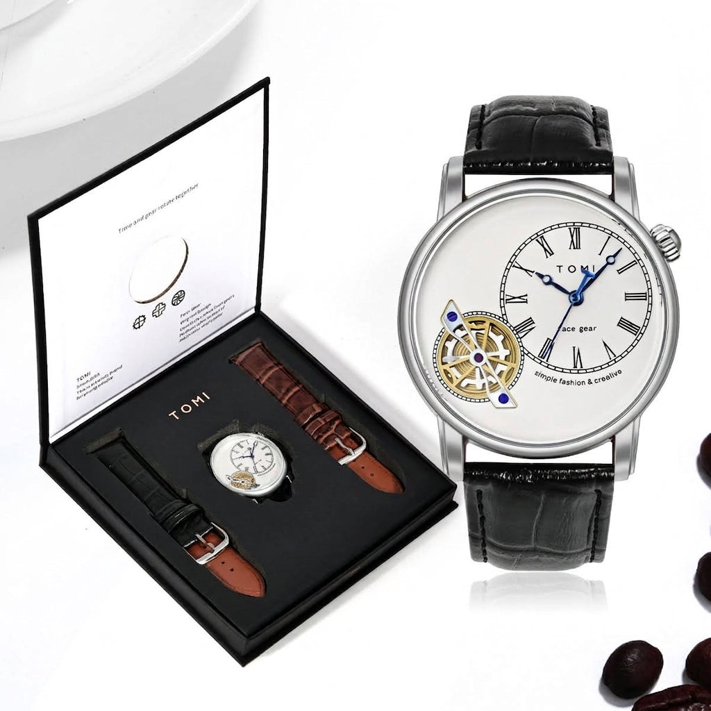 Men's Analog Leather Watch | Dual Strap Quartz Wrist Watch – T-103