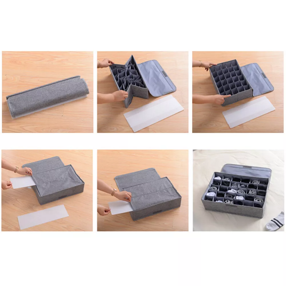 Grey clothing organizer for socks underwear and small items